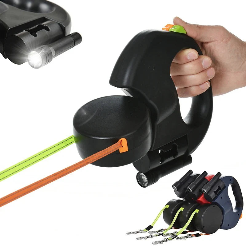 Dual Dog Leash 360° Swivel with LED Light